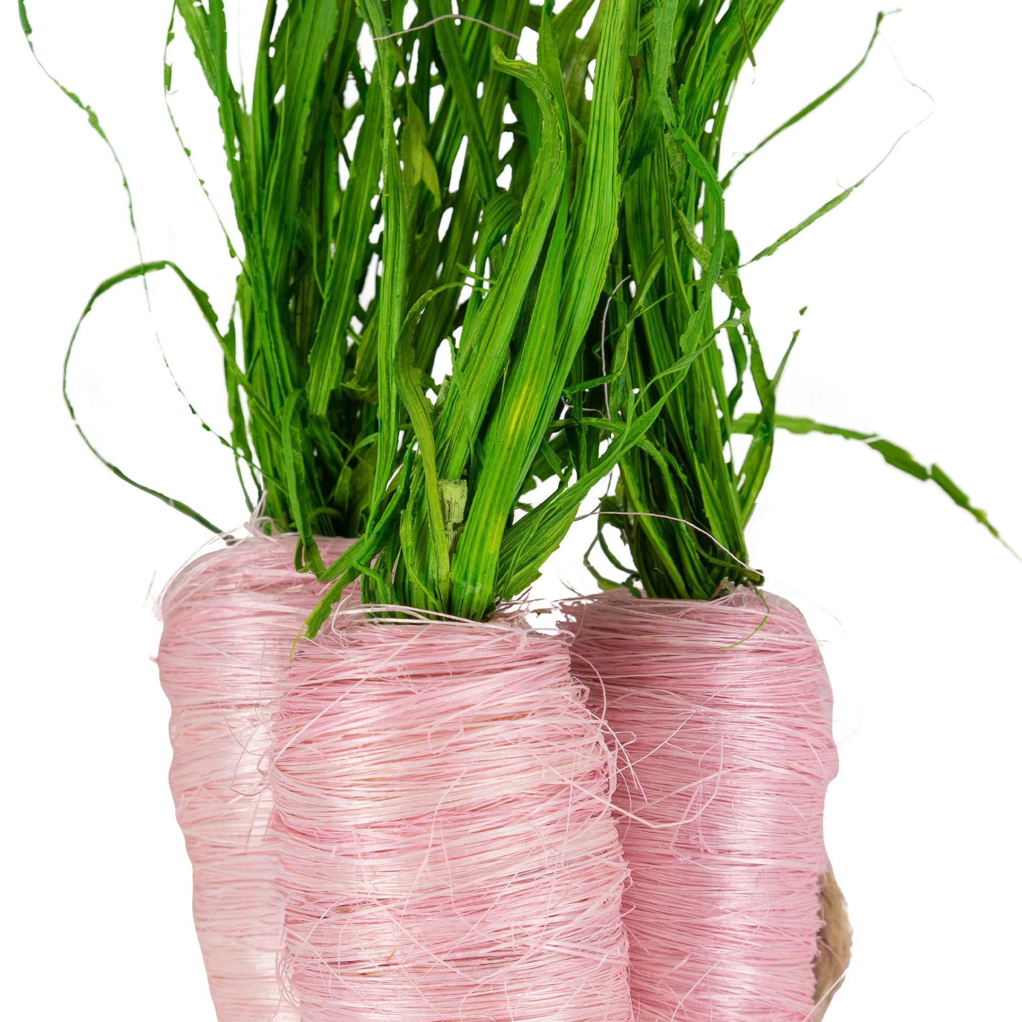 9" Pink Straw Carrot Easter Decorations Set